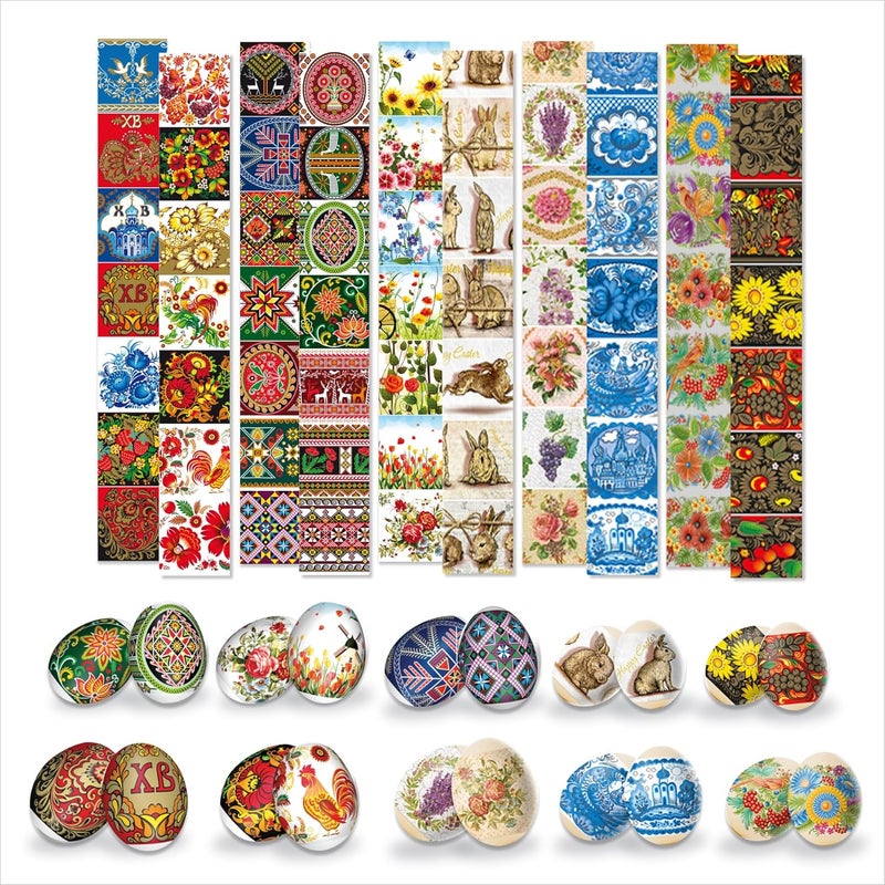 OFXDD Egg Wraps Easter Set for Pysanky 70 Pcs - Thermo Heat Easter Egg Wraps Ukrainian - Traditional Easter Egg Shrink Wrappers with Patterns - Orthodox Slavic Ukrainian Egg Decorating Kit - Image 1